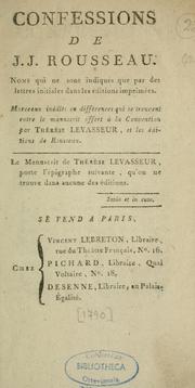 Cover of: Confessions de J.-J. Rousseau by Jean-Jacques Rousseau
