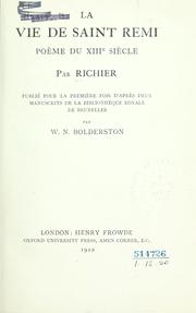 Cover of: La vie de saint Remi, poème du 13e siècle