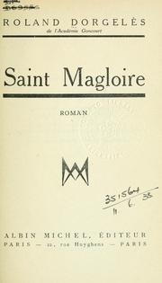 Cover of: Saint Magloire: roman.