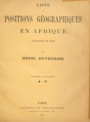 Cover of: Liste de positions géographiques en Afrique, continent et iles. by Henri Duveyrier