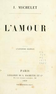 Cover of: L' amour by Jules Michelet