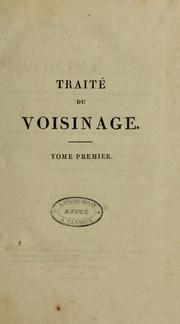 Cover of: Traité du voisinage