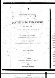 Cover of: Histoire critique des doctrines de l'éducation en France depuis le seizième siècle