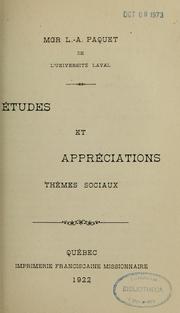 Cover of: Etudes et appréciations by Louis Adolphe Paquet