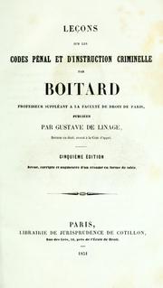 Cover of: Leçons sur les codes pénal et dinstruction criminelle