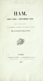 Cover of: Ham. Aout 1829-novembre 1832