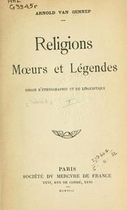 Cover of: Religions, moeurs et légends by Arnold van Gennep
