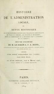 Cover of: Histoire de l'administration locale, ou revue historique...
