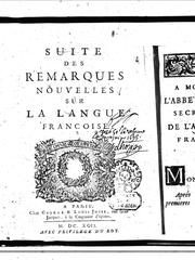 Cover of: Suite des Remarques nouvelles sur la langue françoise