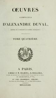 Cover of: uvres complètes d'Alexandre Duval