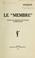Cover of: Le "Membre"