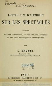 Cover of: Lettre à M. d'Alembert sur les spectacles.