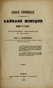 Cover of: Langue universelle : langage mimique, mimé et écrit, développement philosophique et pratique by J. Rambosson