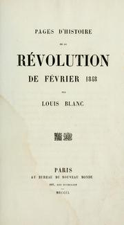 Cover of: Pages d'histoire de la révolution de février, 1848