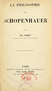 Cover of: La philosophie de Schopenhauer by Théodule Armand Ribot