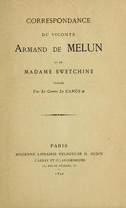 Cover of: Correspondance du vicomte Armand de Melun et de Madame Swetchine
