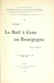 Cover of: Essai sur le bail à cens en Bourgogne.