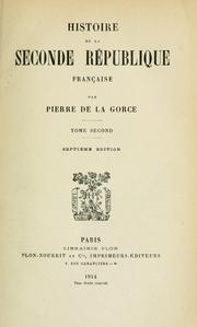 Cover of: Histoire de la seconde République française