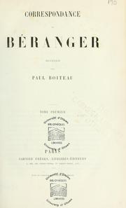 Cover of: Correspondance de Béranger