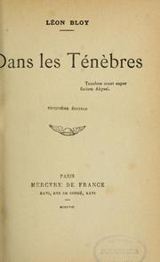 Cover of: Dans les ténèbres