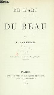 Cover of: De l'art et du beau