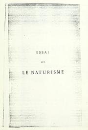 Cover of: Essai sur le naturisme