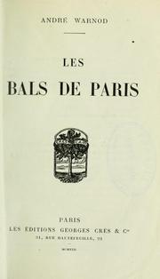 Cover of: Les bals de Paris. by André Warnod