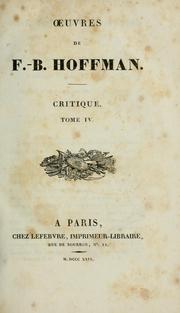 Cover of: Oeuvres de F.-B. Hoffman.