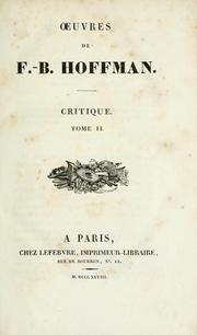 Cover of: Oeuvres de F.-B. Hoffman.