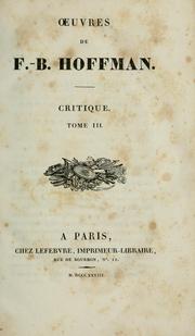 Cover of: Oeuvres de F.-B. Hoffman.