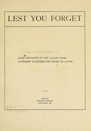 Cover of: Lest you forget by Charles Bracy Lawton