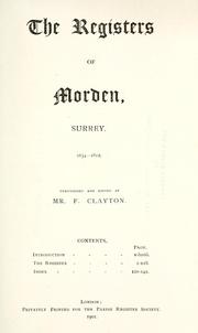 Cover of: The registers of Morden, Surrey