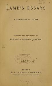 Cover of: Lamb's essays: a biographical study