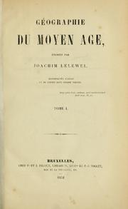 Cover of: Géographie du moyen âge. by Joachim Lelewel