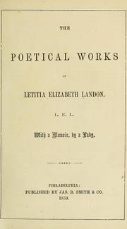 Cover of: The poetical works of Letitia Elizabeth Landon ...