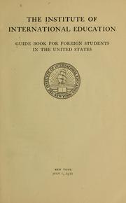 Cover of: Guide book for foreign students in the United States