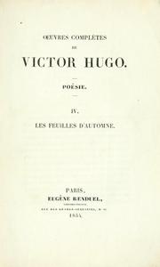 Cover of: Les feuilles d'automne by Victor Hugo