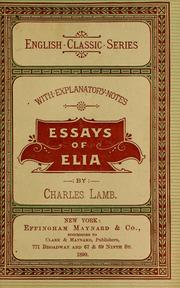 Cover of: The essays of Elia by Charles Lamb