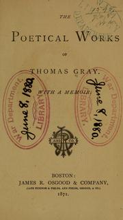 Cover of: The poetical works of Thomas Gray. by Thomas Gray
