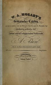 Cover of: W.A. Mozart's thematischer Catalog by Johann Anton André