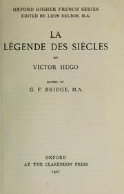 Cover of: La légende des siècles by Victor Hugo