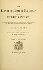 The laws of the state of New Jersey relating to business companies