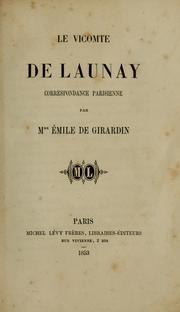 Cover of: La vicomte de Launay: correspondence parisienne