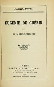 Cover of: Eugénie de Guérin by Georges Maze-Sencier