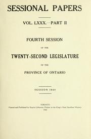 Cover of: ONTARIO SESSIONAL PAPERS. by Ontario. Legislative Assembly.