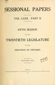 Cover of: ONTARIO SESSIONAL PAPERS. by Ontario. Legislative Assembly.