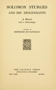 Cover of: Solomon Sturges and his descendants by Ebenezer Buckingham