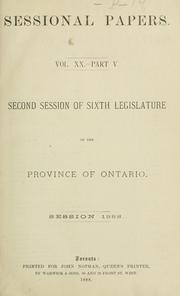 Cover of: ONTARIO SESSIONAL PAPERS. by Ontario. Legislative Assembly.