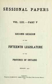 Cover of: ONTARIO SESSIONAL PAPERS. by Ontario. Legislative Assembly.