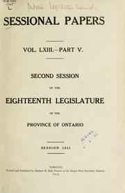 Cover of: ONTARIO SESSIONAL PAPERS. by Ontario. Legislative Assembly.